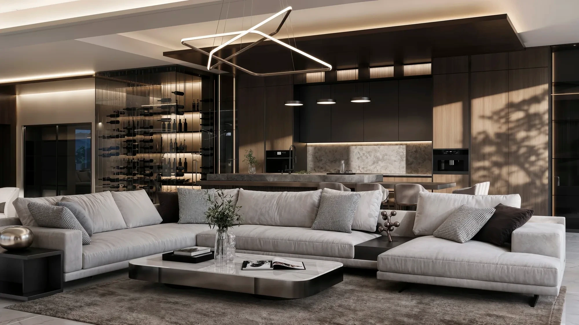 Residence living room with layered seating