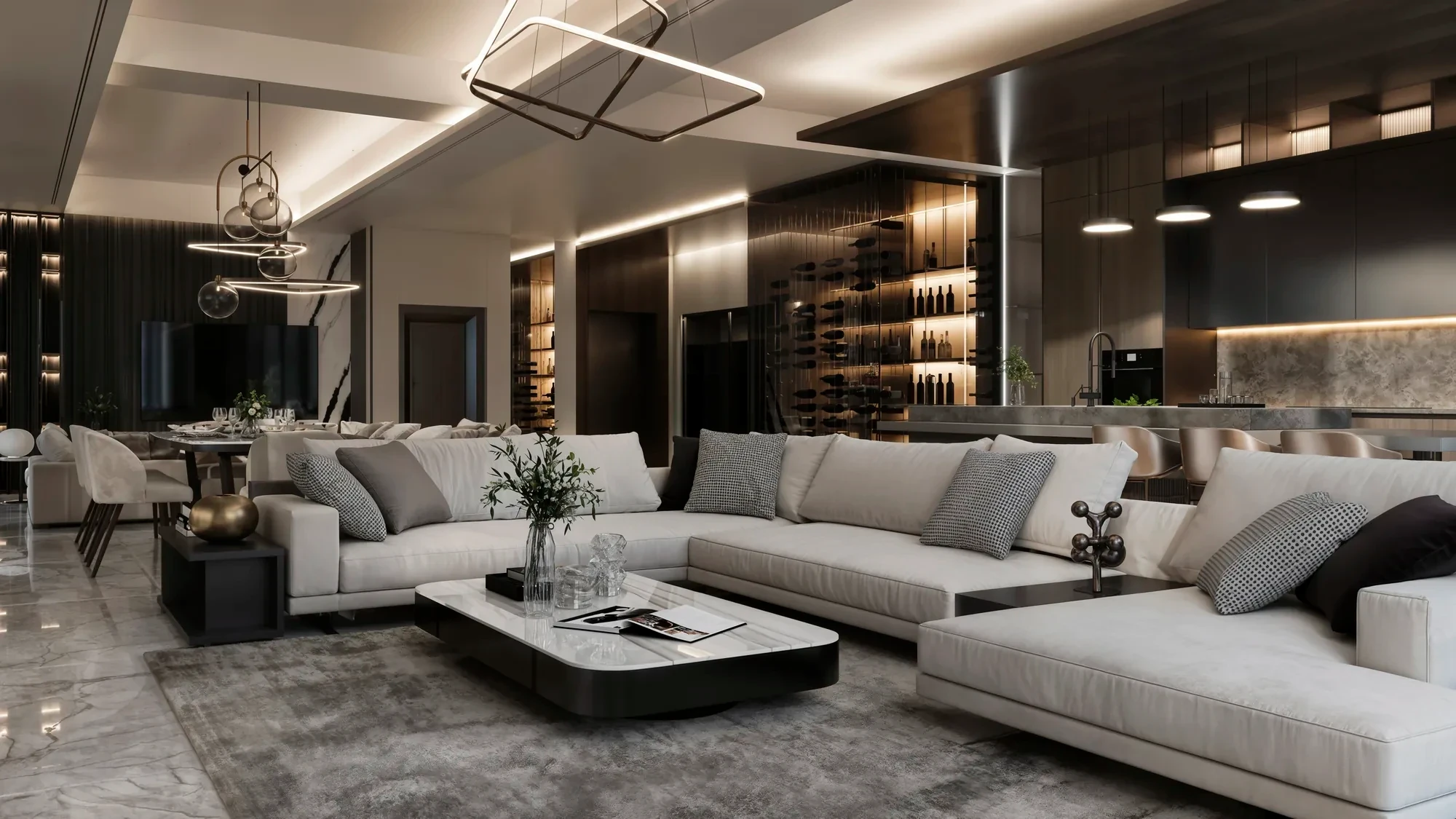 Living and dining opening to the terrace