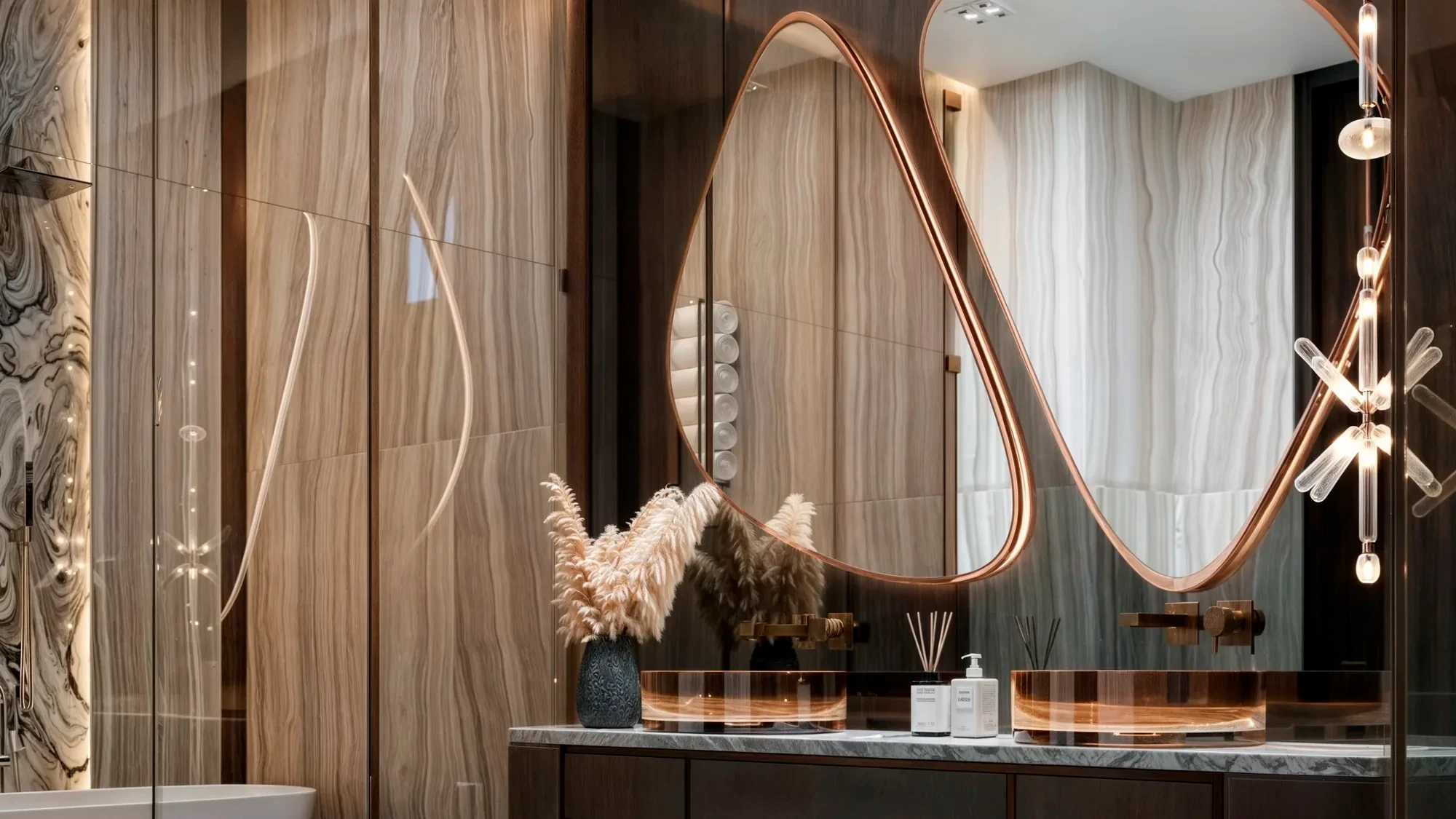 Dressing room and vanity in dark wood
