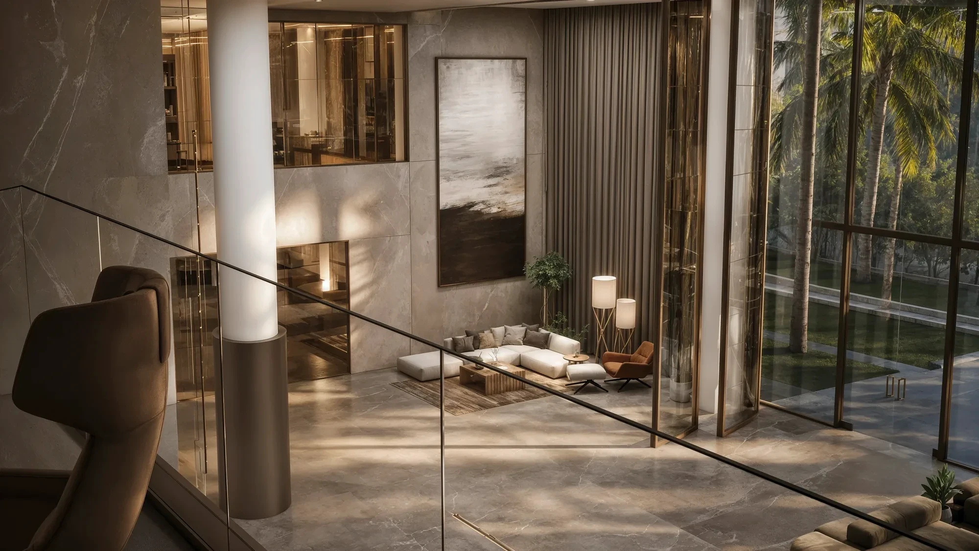Foyer with double height glazing