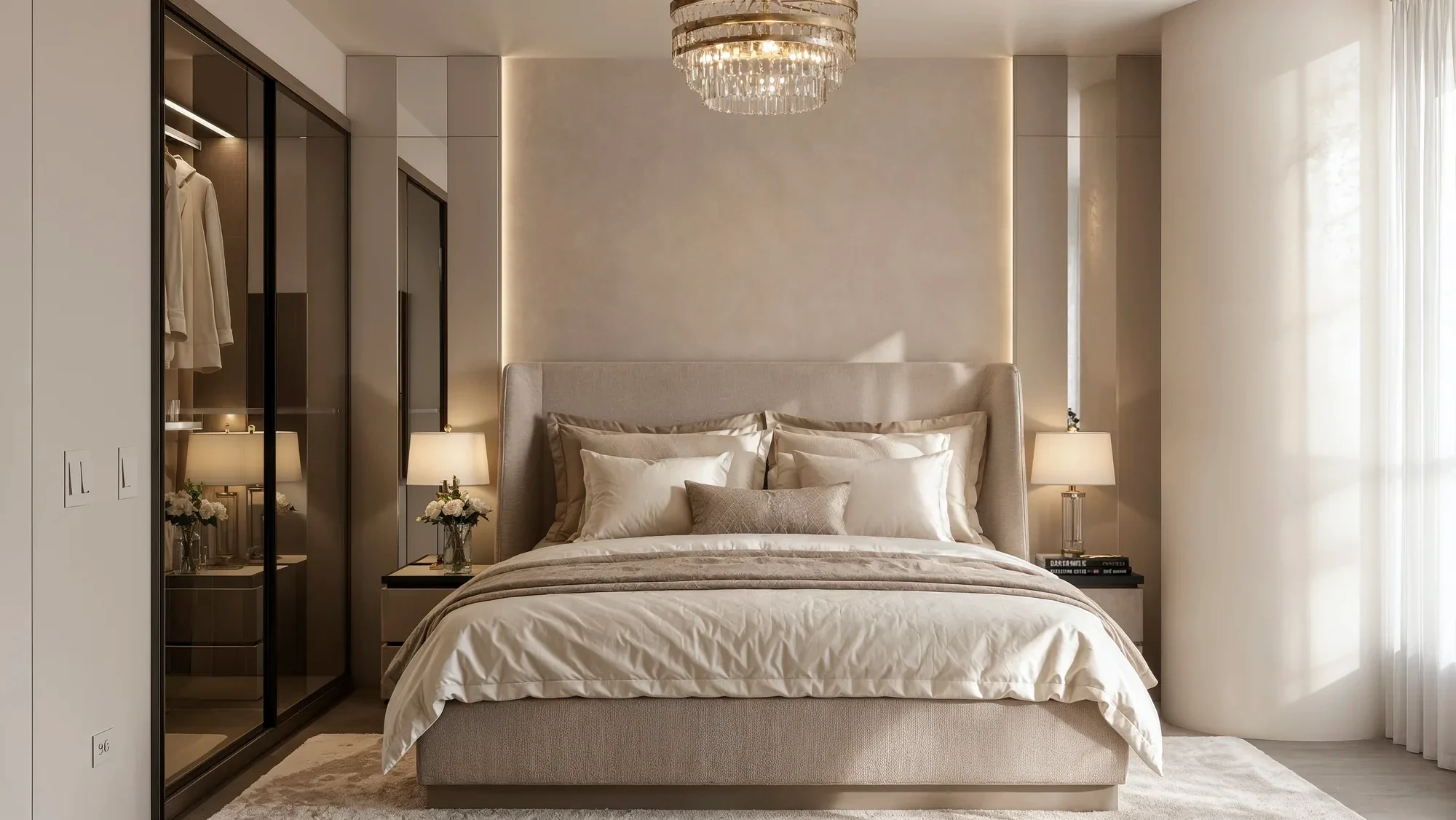 Guest bedroom in layered neutrals