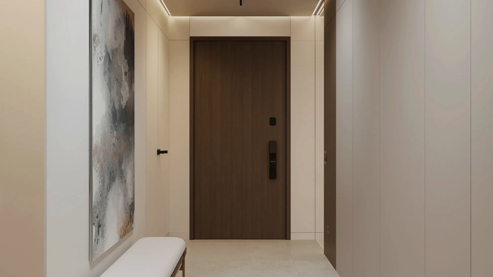 Entry with a stone feature wall