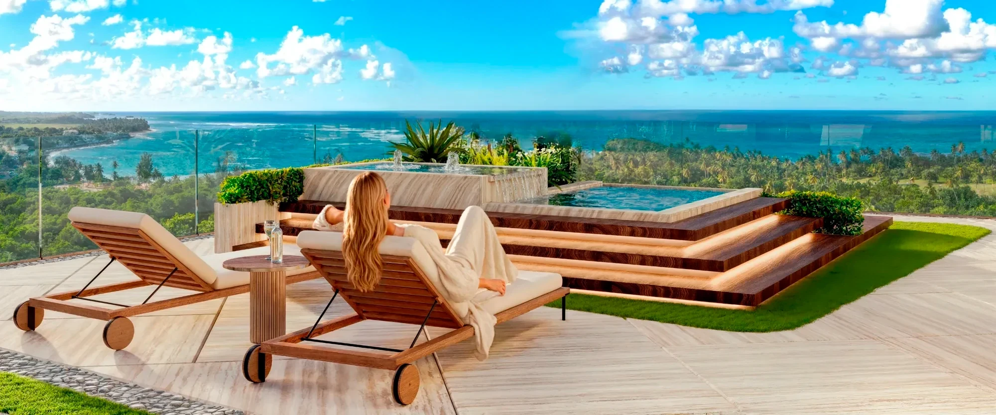Sun deck overlooking the Caribbean